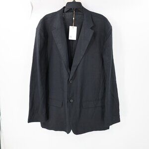 NWT Quince Blazer Mens 2XL European Linen Two Button Unstructured Jacket Black